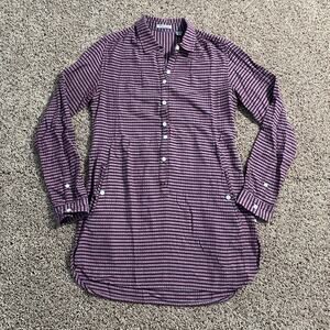 Toad&Co Shirt Womens XS Purple Striped Long Sleeve Organic Cotton‎ Tunic Top